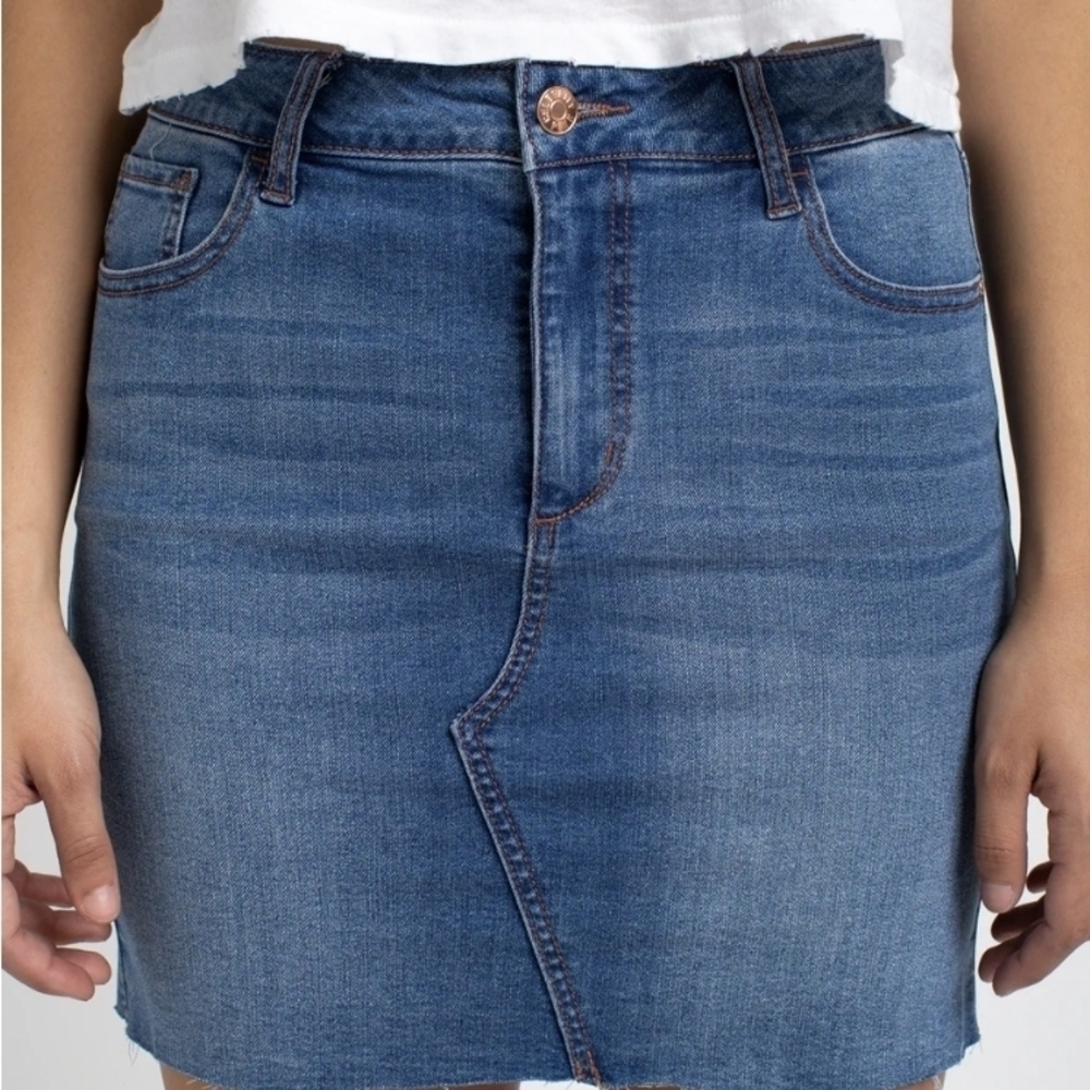 Celebrity Pink Blue Denim Mini Skirt